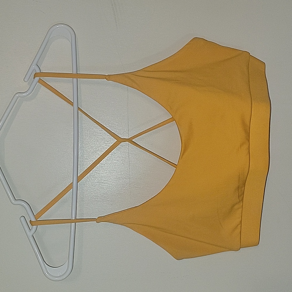 Shein Mustard cross back yellow top